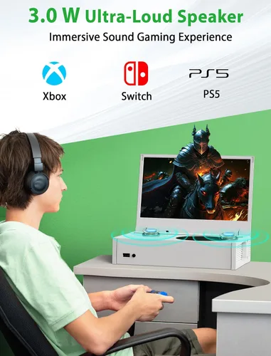 Vista 5 de DEPGI Monitor de juegos portátil 4K de 14 pulgadas con pantalla IPS para Xbox Series S (no incluido) con control remoto, monitor portátil con HDR10