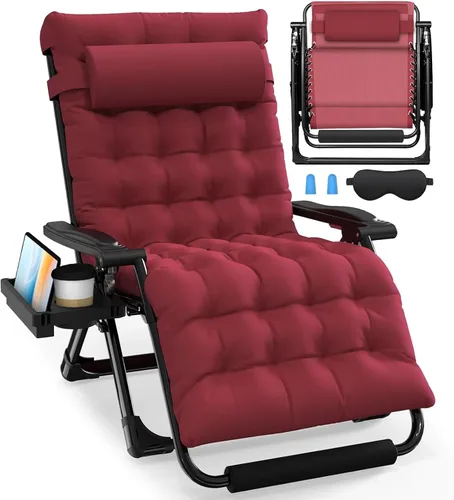 Vista 10 de Slendor Sillas de gravedad cero de gran tamaño XXL, silla reclinable Negro