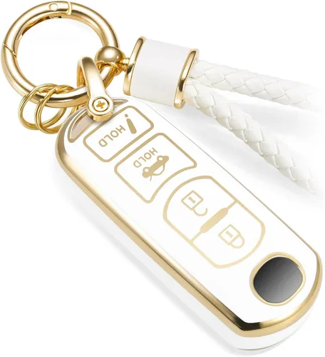 Vista 15 de Funda para Llavero Mercedes con Llavero de Cuerda Trenzada de Metal, Funda de Llave Suave Mejorada para Carcasa de Llavero Remoto Inteligente Sin