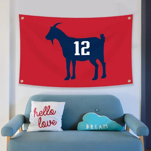 Vista 3 de Tom Brady #12 Bandera de cabra de 3 x 5 pies, divertido póster duradero de pared de cueva de hombre con 4 ojales de latón. Esta hermosa pancarta