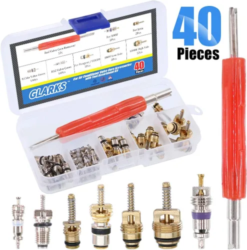 Vista 10 de Glarks 36 piezas de aire acondicionado de coche núcleo de válvula Schrader núcleos accesorios A/C R12 R134a válvula de neumático de refrigeración