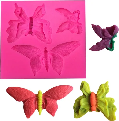 Vista 7 de Lindo molde de mariposa 3D reutilizable de grado alimenticio, moldes de silicona antiadherentes para decoración de tartas, molde de chocolate