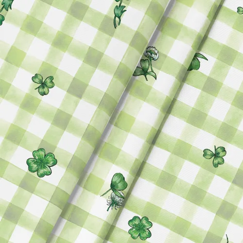 Vista 5 de Horaldaily Mantel rectangular del Día de San Patricio de 52 x 70 pulgadas, funda de mesa de trébol a cuadros de búfalo para decoración de fiesta