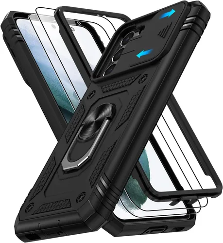 Vista 25 de Gritup Funda para Google Pixel 6 con cubierta deslizante para cámara y protector de pantalla (2 unidades), soporte de anillo giratorio 360°, funda