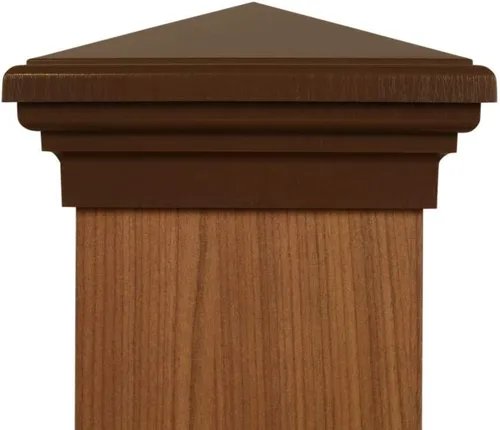 Vista 16 de Tapa de poste piramidal gris de 4 x 4 para postes de 3.5 x 3.5 pulgadas, más común para postes tratados a presión, parte superior cuadrada
