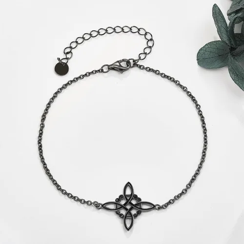 Vista 4 de YAFEINI Pulsera de nudo de brujas de plata de ley, pulsera de nudo de bruja celta, joyería para mujeres y niñas, Plata de ley