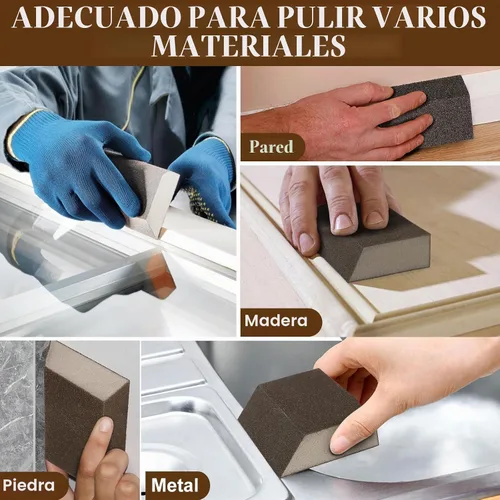 Vista 7 de Bloques de lijado en ángulo de grano 60, bloque de arena de esponja gruesa, lavable y reutilizable, bloque de papel de lija húmedo y seco