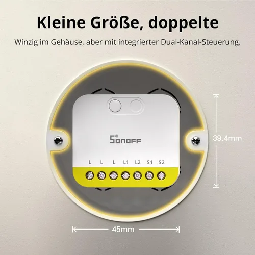 Vista 3 de SONOFF Mini Duo-L Zigbee Smart Switch – Sin cable neutro, Zigbee 3.0, doble canal, 16 A en total, compatible con Alexa, Google Home, temporizador
