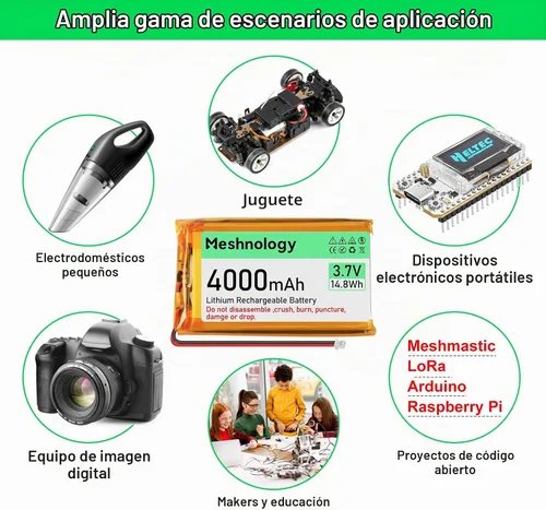 Vista 5 de Batería Li de 3.7 V 4000 mAh con cable de cargador USB 124065 1S LiPo batería con placa de protección, cinta de goma aislada y enchufe micro JST