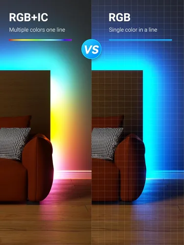 Vista 2 de TJOY BGRIC - Tira de luces LED de 16.4 pies, luces LED inteligentes compatibles con Alexa y Google Assistant, segmento de color DIY, luces LED WiFi
