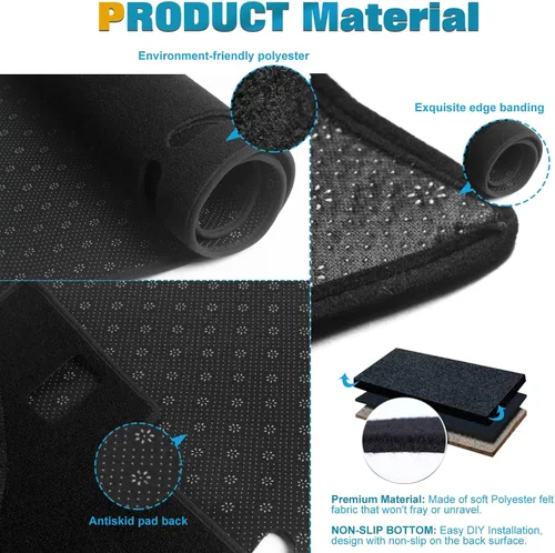Vista 5 de x xotic tech Funda para salpicadero de consola central precortada antideslizante, protector solar y antideslumbramiento, alfombrilla para tablero