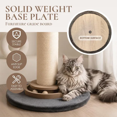 Vista 5 de Poste rascador para gatos resistente, 35 pulgadas de alto, torre de árbol para gatos con bola colgante para gatos de interior y adultos, poste