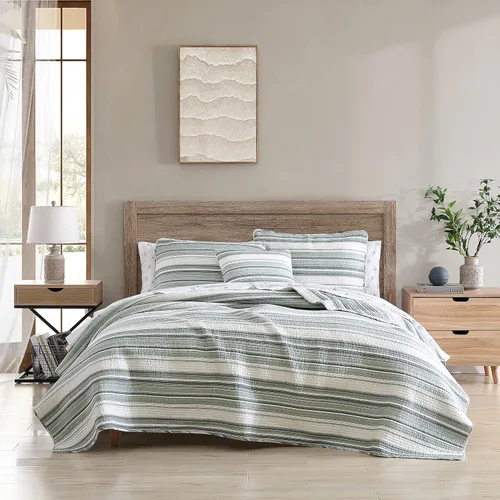 Vista 7 de Stone Cottage - Colección Fresno - Juego de edredón - 100% algodón, ropa de cama reversible con fundas a juego, individual, neutro