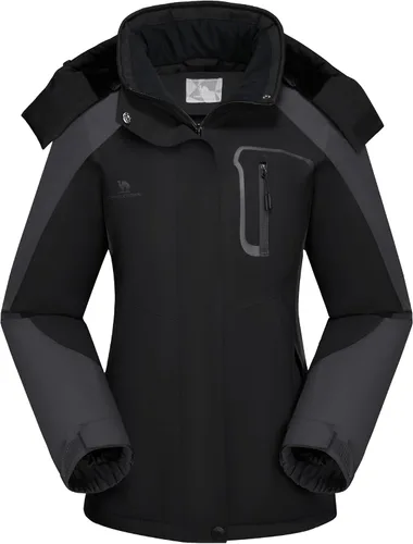 Vista 16 de Camel Crown Chaqueta de esquí para mujer, abrigo de nieve para invierno, vellón cálido, impermeable, chaqueta para snowboard M-Beige