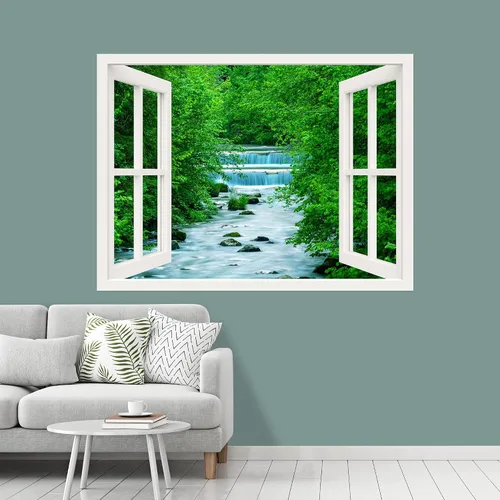 Vista 19 de IDEA4WALL Murales de pared para dormitorio, vista de ventana falsa, bosque, papel tapiz extraíble, calcomanías de pared para despegar y pegar, 24 x