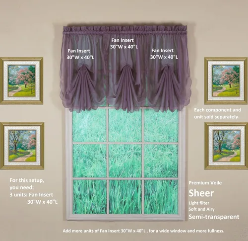 Vista 3 de Today's Curtain Emelia Inserto de Abanico de Gasa Original, Amatista, 30" An x 40" L