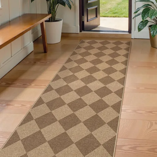 Vista 52 de Lahome Alfombra de yute a cuadros fácil 2'x3', alfombra pequeña para entrada, antideslizante, alfombra para la puerta delantera de la cocina