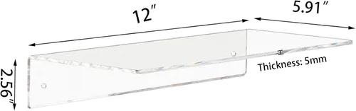 Vista 3 de Weiai Estantes acrílicos transparentes de 12 pulgadas, estante flotante montado en la pared para almacenamiento en la pared, juego de 2