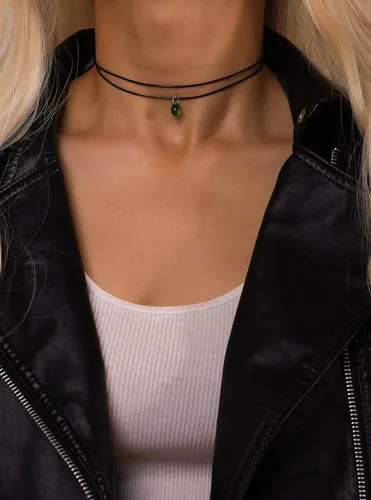 Vista 2 de Sacina Gargantilla gótica gótica, estilo hippie, estilo hippie, de piel sintética, delicada, negra, regalo de joyería para mujeres y niñas