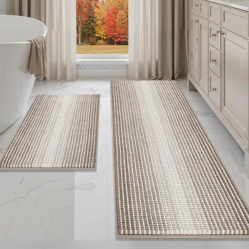 Vista 93 de BSICPRO Tapetes de baño de felpilla, 20 x 32 pulgadas, antideslizantes, absorbentes, suaves, peludos, para baño, lavables a máquina (salvia)