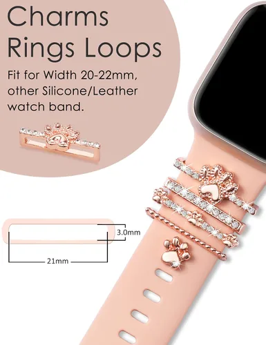 Vista 3 de 13 Pack de dijes para reloj Compatible con correas de Apple Watch/Samsung Galaxy/Google Pixel/Fitbit Versa/Sense, bucles de metal para iWatch Series