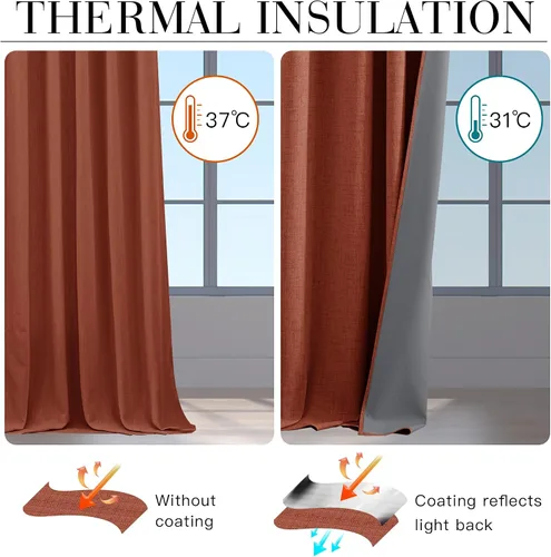 Vista 163 de RYB HOME Cortinas de lino texturizado 100% opacas de 84 pulgadas de largo, aislamiento térmico, privacidad, ahorro de energía para dormitorio, sala