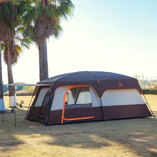 Vista 6 de KTT Extra Large Tent 10-12-14 Person(B),Family Cabin Tents,2 Rooms,3 Doors and 3 Windows with Mesh,Straight Wall,Waterproof,Double Layer,Big Tent