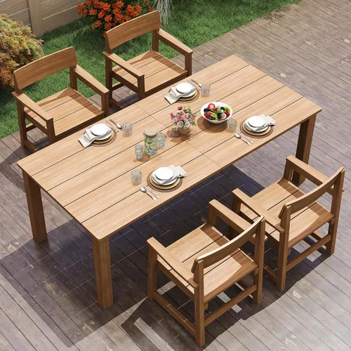 Vista 13 de Jocoevol Juego de comedor de patio HIPS de 5 piezas para 4 mesas y sillas al aire libre