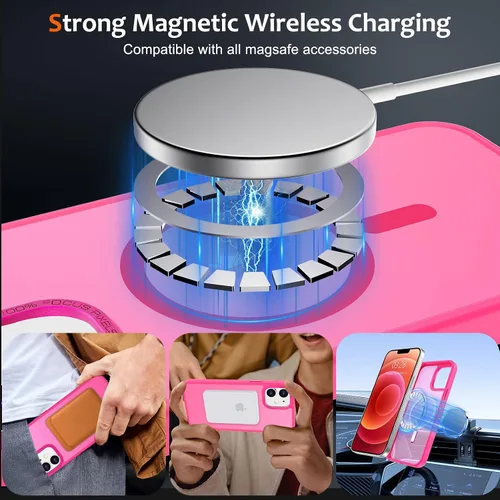 Vista 1322 de Anuck - Funda magnética para iPhone 11 compatible con MagSafe, carcasa trasera mate translúcida dura, borde de TPU, delgada, resistente a impactos
