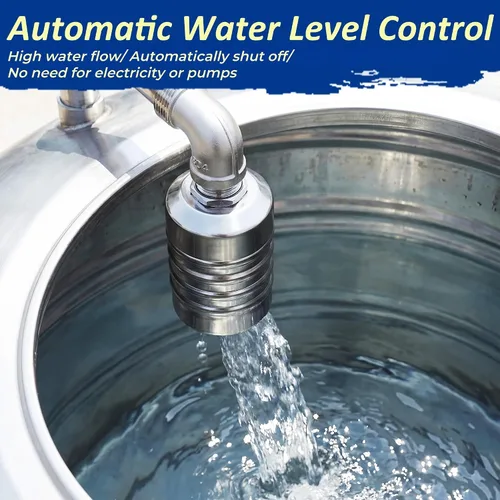 Vista 2 de 2PCS Water Float Valve, 1/2" to 3/4'' Water Level Control Float Valve, 304 Stainless Steel Automatic Water Shut off Valve, with Straight & Elbow
