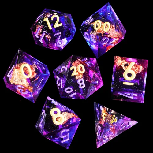 Vista 21 de Mini Planet RPG DND - Juego de mesa poliédrico de resina de borde afilado de Dungeons and Dragons, hecho a mano, 7 piezas (dinosaurio 3D)
