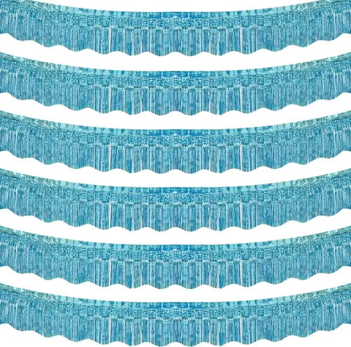 Vista 17 de LOLStar Paquete de 6 guirnaldas de flecos de papel de aluminio de oropel negro, decoraciones de fiesta de cumpleaños, pancarta de serpentinas