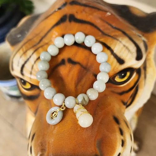 Vista 3 de Pulsera de jade para mujer, cuentas de piedras preciosas naturales con colgante, moneda, suerte y calabaza, poderosa prosperidad tailandesa éxito