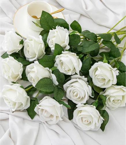 Vista 14 de Hawesome Rosas artificiales de seda – 12 piezas de rosas negras artificiales con tallos para decoración del hogar, boda, centro de mesa, hotel