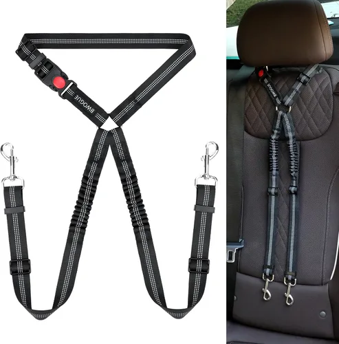 Vista 31 de BWOGUE Arnés de cinturón de seguridad para mascotas, cinturón de seguridad ajustable para reposacabezas de coche, arnés de cinturón de seguridad
