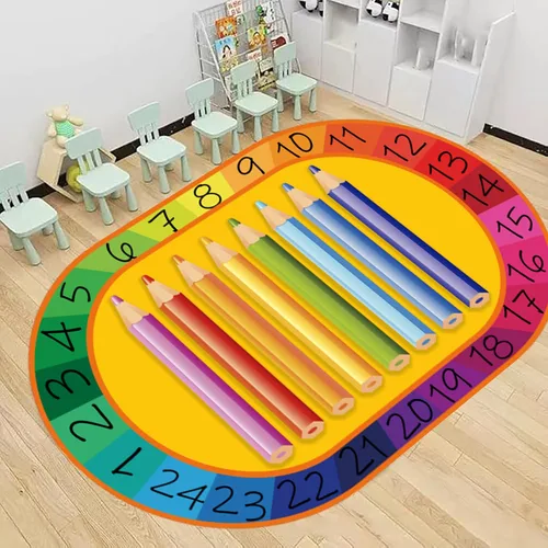 Vista 8 de ABC & 123 - Alfombra de aprendizaje para niños de 5 x 7 pies, alfombra de reconocimiento de color y números, alfombrilla educativa antideslizante