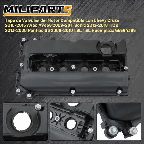 Vista 3 de Cubierta de válvula de motor compatible con Chevy Cruze 2010-2016 Aveo Aveo5 2009-2011 Sonic 2012-2018 Trax 2013-2020 Pontiac G3 2009-2010 1.6L 1.8L