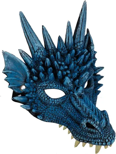 Vista 2 de Alodidae Máscara de dragón 3D, disfraz de fiesta de Halloween, cosplay para adultos y hombres, máscaras de media cara de animales aterradores