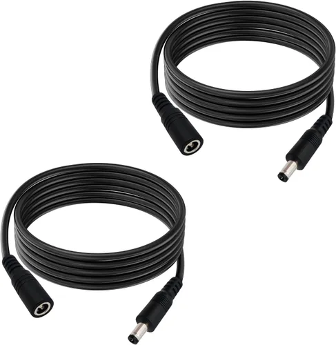Vista 11 de Cable de extensión de alimentación CC de 1 pie, 5.5 mm x 2.1 mm, 18 AWG, macho a hembra, cable de extensión de 12 V para cámara de vigilancia CCTV