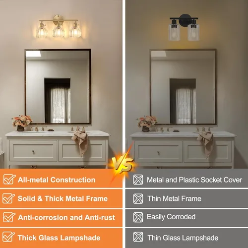 Vista 52 de Shenmoyl Lámparas de baño, lámpara de pared de 2 luces para tocador sobre espejo con pantalla de vidrio tulipán blanco para dormitorio, sala