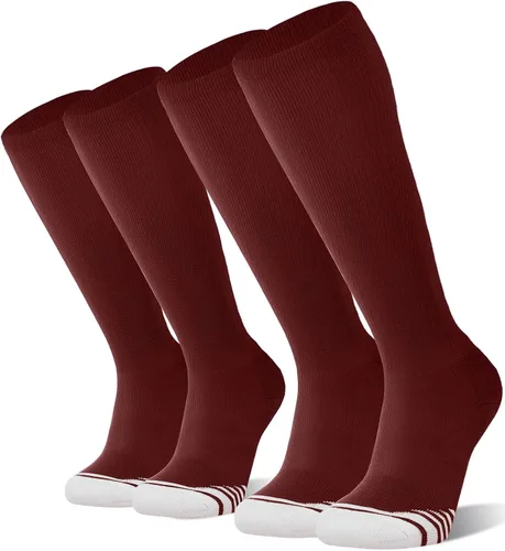 Vista 22 de FITRELL Paquete de 2/3 calcetines de béisbol y sóftbol para niños, jóvenes, hombres y mujeres, calcetines altos hasta la rodilla (varios colores)