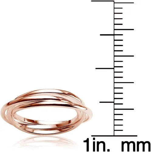 Vista 4 de Hoops & Loops Anillo de plata de ley 925 altamente pulida, triple entrelazado, delgado, ajuste cómodo, anillo de boda trenzado tres en uno