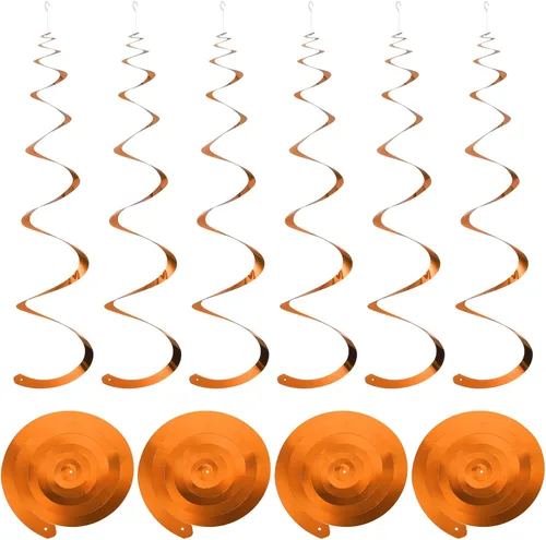 Vista 22 de MECCANIXITY 30 remolinos colgantes de fiesta negros de una sola tira para colgar decoraciones de 27.6 pulgadas, serpentinas colgantes de plástico