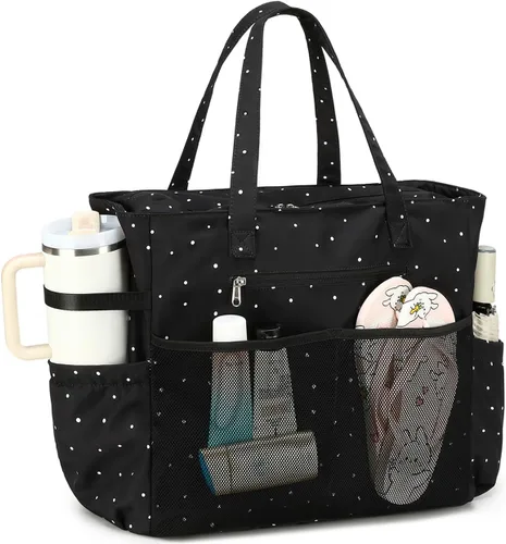 Vista 19 de Bluboon - Bolsa de playa impermeable para mujer, extra grande, con compartimento húmedo, para llevar de fin de semana, bolsa de piscina para viajes