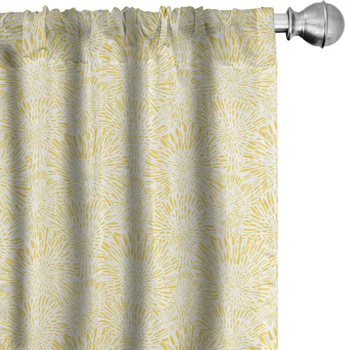 Vista 11 de Ambesonne Paquete de 2 cortinas para ventana con estampado de hojas, arte botánico con hojas, mosaico, detalles cuadrados cúbicos, naturaleza