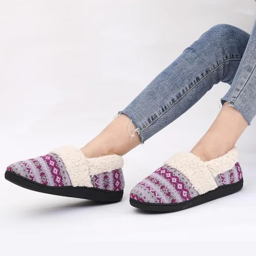 Vista 2 de Evshine Pantuflas mullidas de espuma viscoelástica con parte trasera cerrada para mujer, con forro polar, para interiores y exteriores