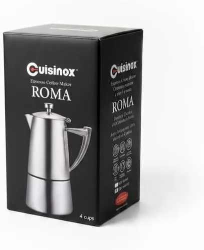 Vista 8 de CUISINOX Roma - Máquina de café expreso de acero inoxidable satinado para estufa, 4 tazas (6 onzas)