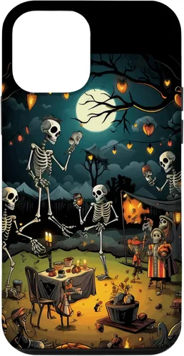 Vista 16 de Funda para disfraz de Halloween para iPhone 16 de noche de terror de esqueleto