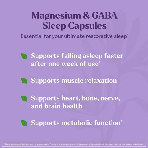 Vista 3 de Natrol Cápsulas Sleep & Restore con glicinato de magnesio 100 mg, GABA, esencial para tu sueño reparador definitivo, sin melatonina, suministro