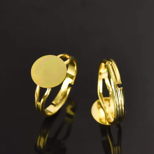 Vista 3 de LANBEIDE 40 anillos en blanco, chapado en plata, ajustable, plano, de 0.47 pulgadas, base de anillo en blanco (oro + plata)